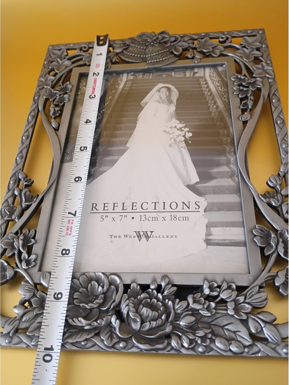 Wilton Pewter Wedding Photo Frame Floral Bells Romantic Memories Gift 5x7 NEW